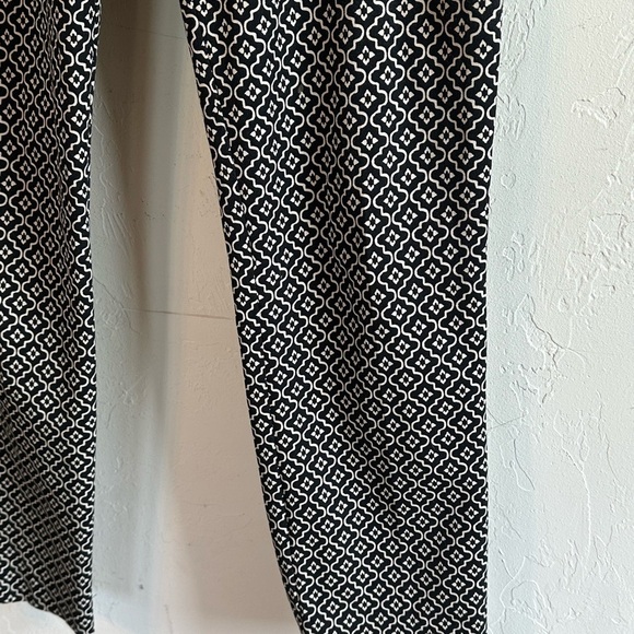 Loft Marissa Skinny Black/Tan Woven Geometric Pattern Classic Career Pants Sz 8 - Picture 3 of 10
